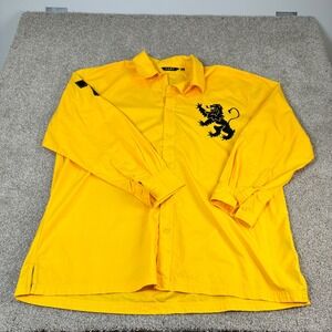 ESMX Yellow Button Down Shirt 3XL Mens Lion Patch Long Sleeve Cotton Top